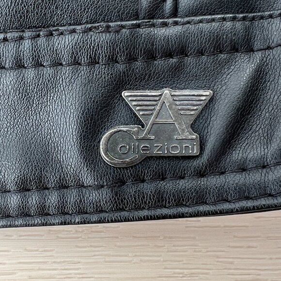 A Collezioni Italian Black Faux Leather Motorcycle Jacket Men’s XL European Chic - Picture 5 of 15